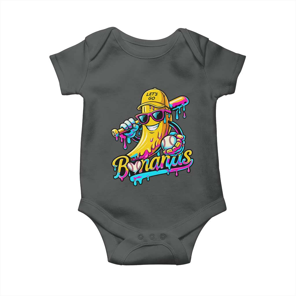 Funny Banana Baseball Drip Baby Onesie Lets Go Bananas Ice Cream Dripping Sport