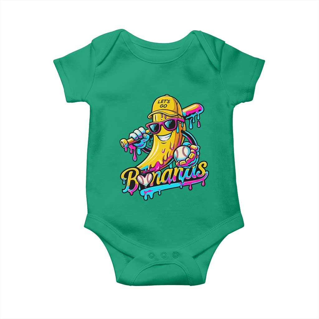 Funny Banana Baseball Drip Baby Onesie Lets Go Bananas Ice Cream Dripping Sport