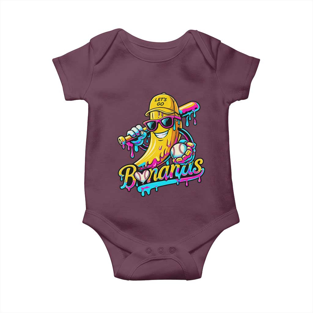 Funny Banana Baseball Drip Baby Onesie Lets Go Bananas Ice Cream Dripping Sport