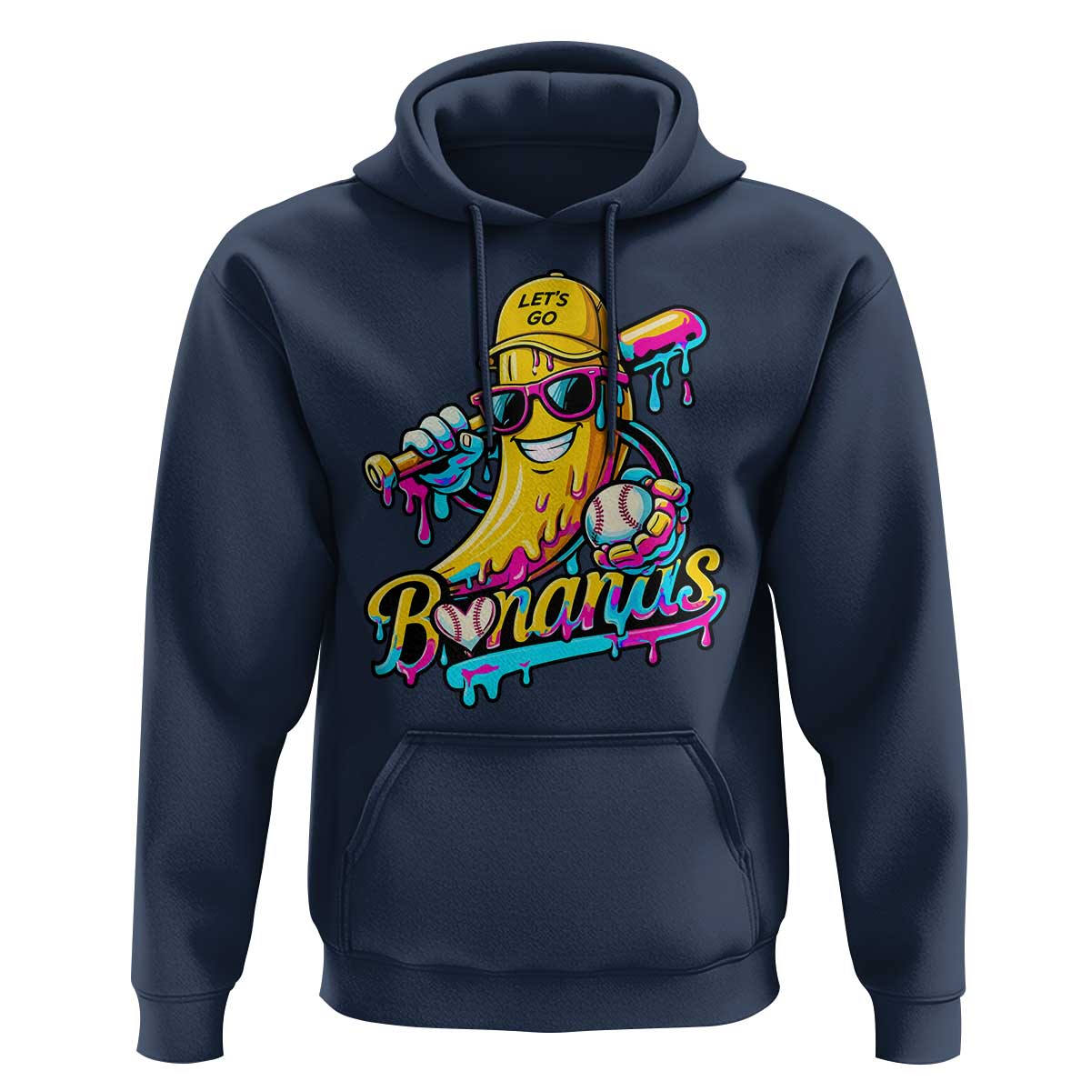 Funny Banana Baseball Drip Hoodie Lets Go Bananas Ice Cream Dripping Sport