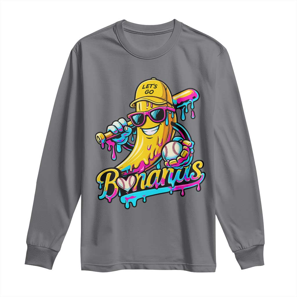 Funny Banana Baseball Drip Long Sleeve Shirt Lets Go Bananas Ice Cream Dripping Sport