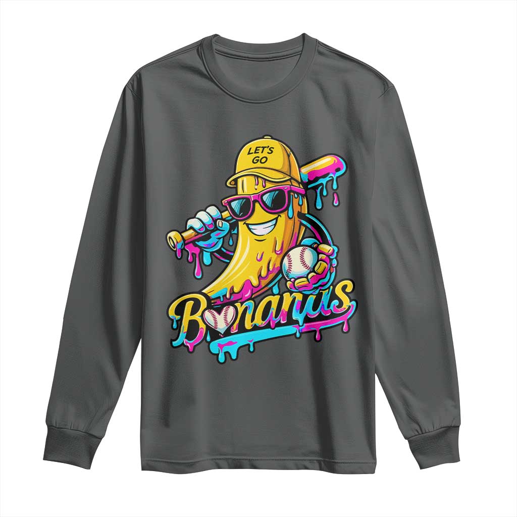 Funny Banana Baseball Drip Long Sleeve Shirt Lets Go Bananas Ice Cream Dripping Sport