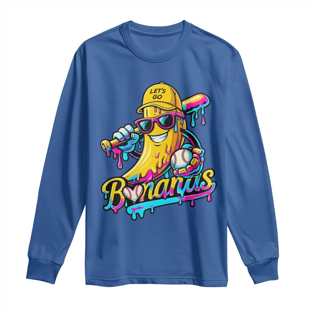 Funny Banana Baseball Drip Long Sleeve Shirt Lets Go Bananas Ice Cream Dripping Sport