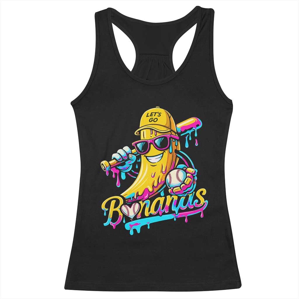 Funny Banana Baseball Drip Racerback Tank Top Lets Go Bananas Ice Cream Dripping Sport