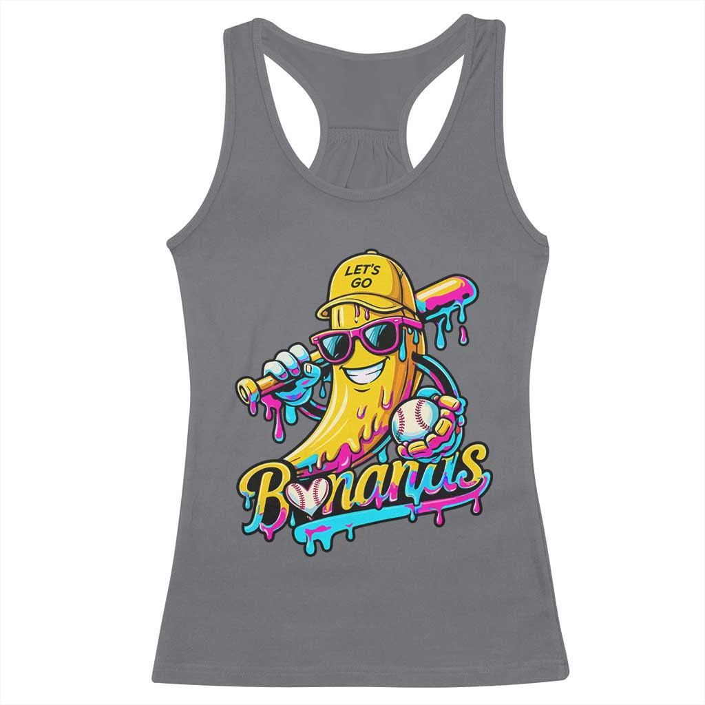 Funny Banana Baseball Drip Racerback Tank Top Lets Go Bananas Ice Cream Dripping Sport