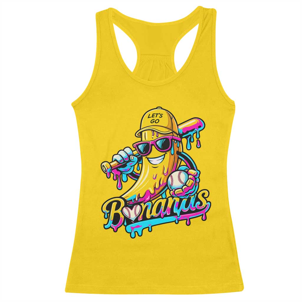Funny Banana Baseball Drip Racerback Tank Top Lets Go Bananas Ice Cream Dripping Sport