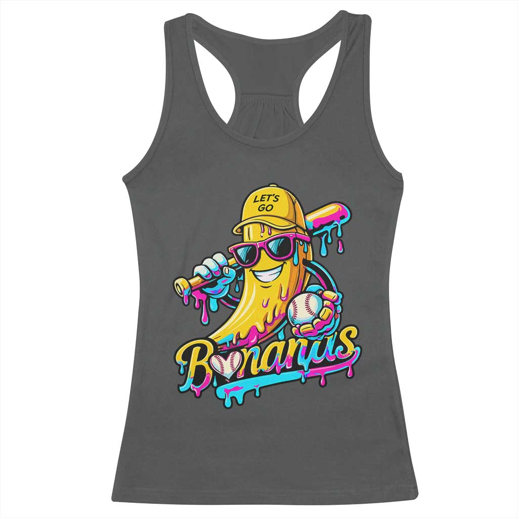 Funny Banana Baseball Drip Racerback Tank Top Lets Go Bananas Ice Cream Dripping Sport