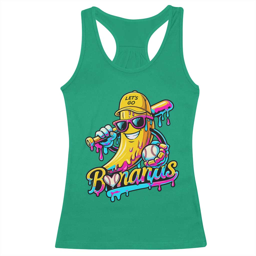 Funny Banana Baseball Drip Racerback Tank Top Lets Go Bananas Ice Cream Dripping Sport