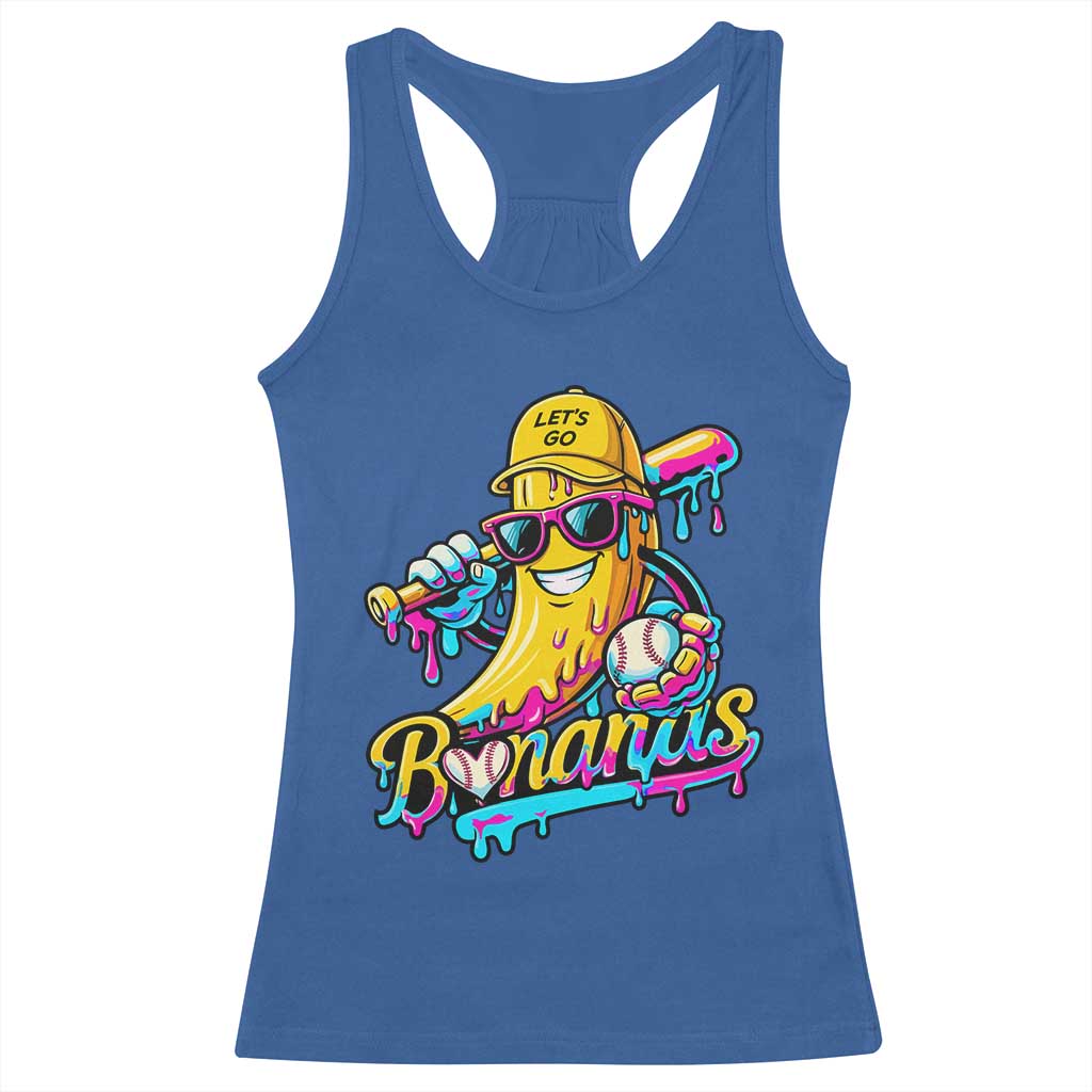 Funny Banana Baseball Drip Racerback Tank Top Lets Go Bananas Ice Cream Dripping Sport