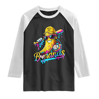 Funny Banana Baseball Drip Raglan Shirt Lets Go Bananas Ice Cream Dripping Sport