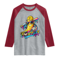 Funny Banana Baseball Drip Raglan Shirt Lets Go Bananas Ice Cream Dripping Sport