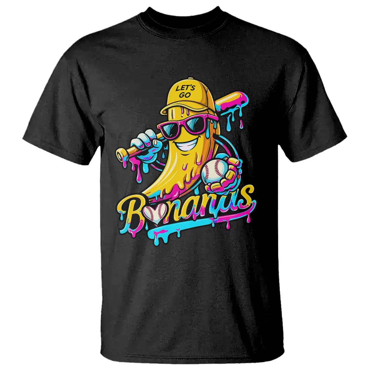 Funny Banana Baseball Drip T Shirt Lets Go Bananas Ice Cream Dripping Sport