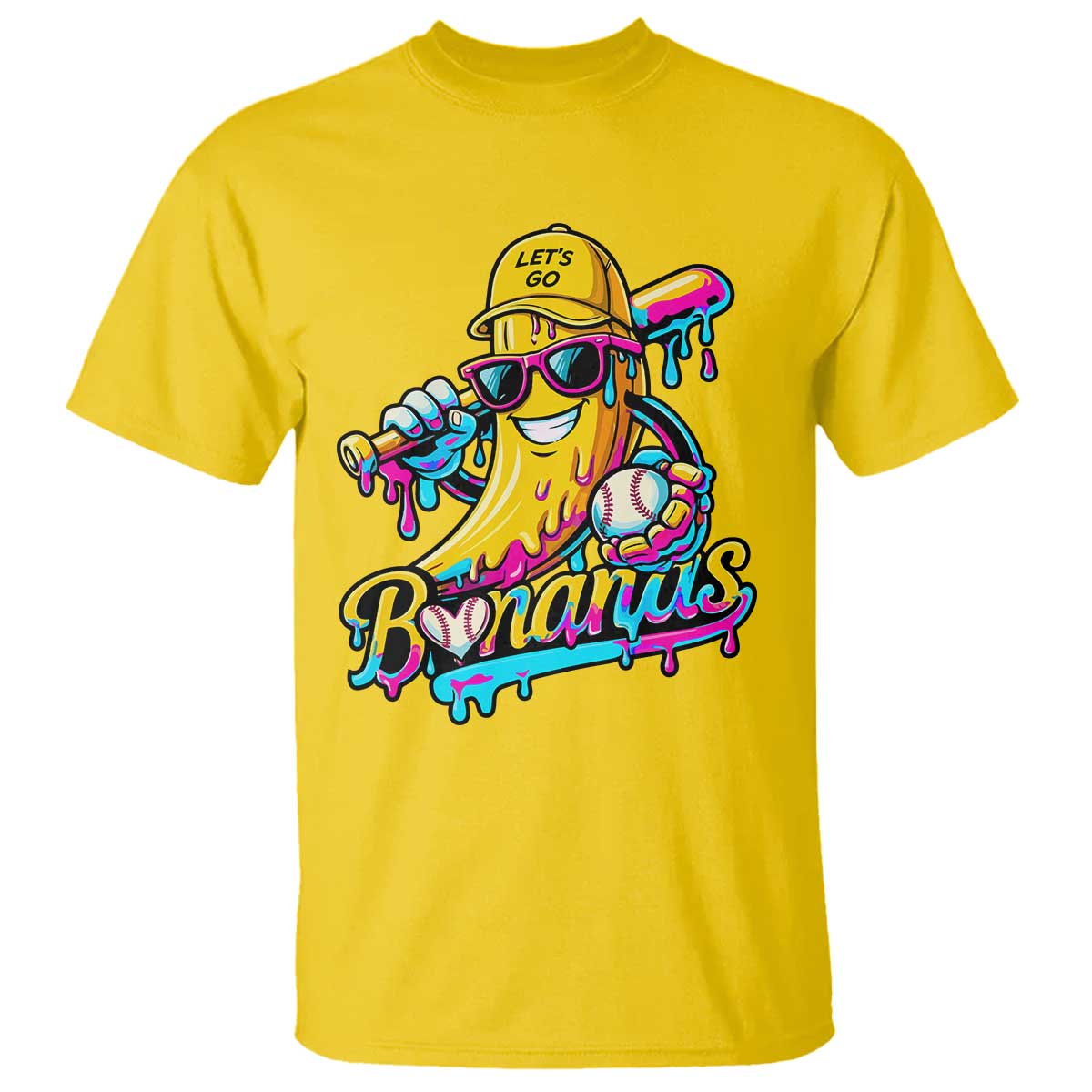 Funny Banana Baseball Drip T Shirt Lets Go Bananas Ice Cream Dripping Sport