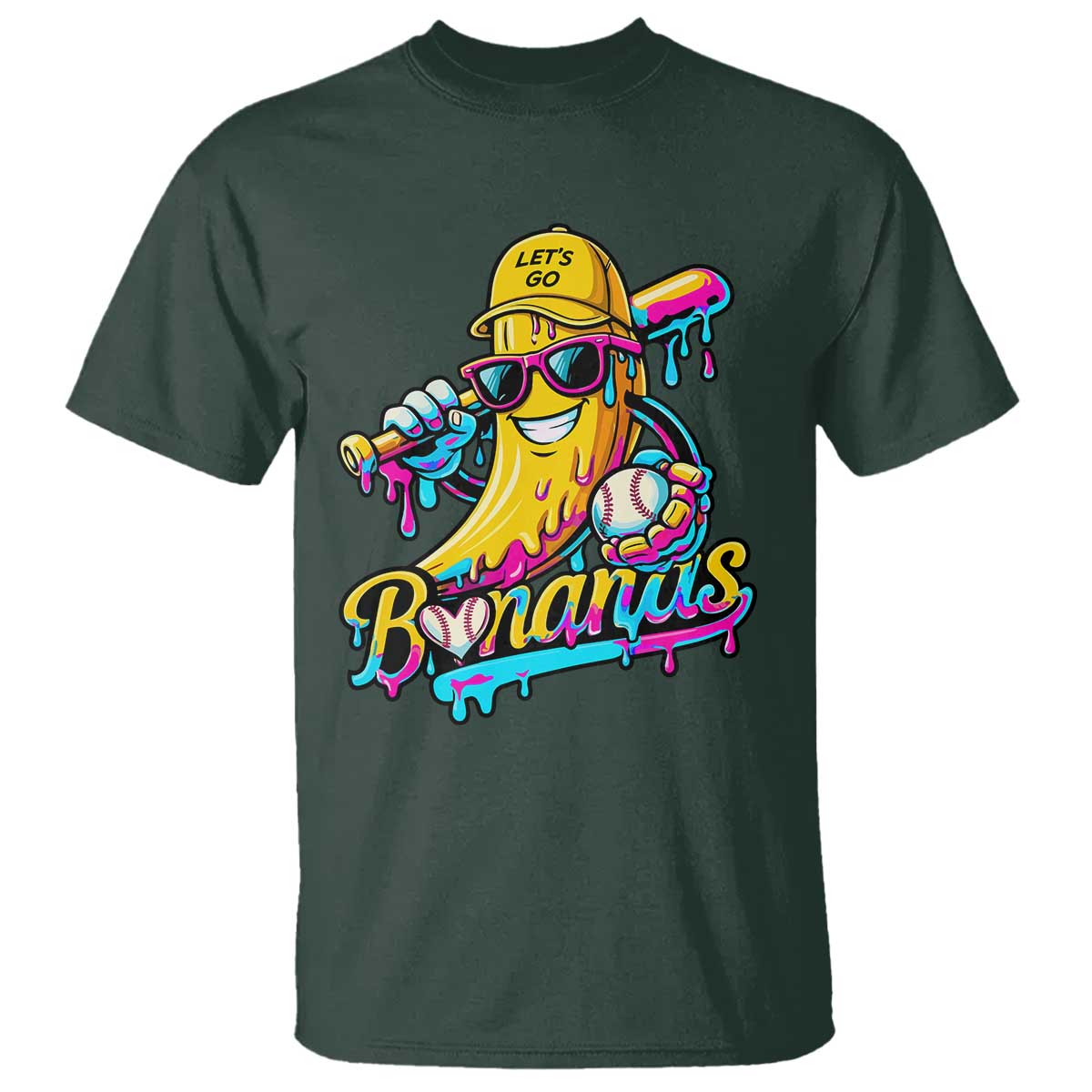 Funny Banana Baseball Drip T Shirt Lets Go Bananas Ice Cream Dripping Sport
