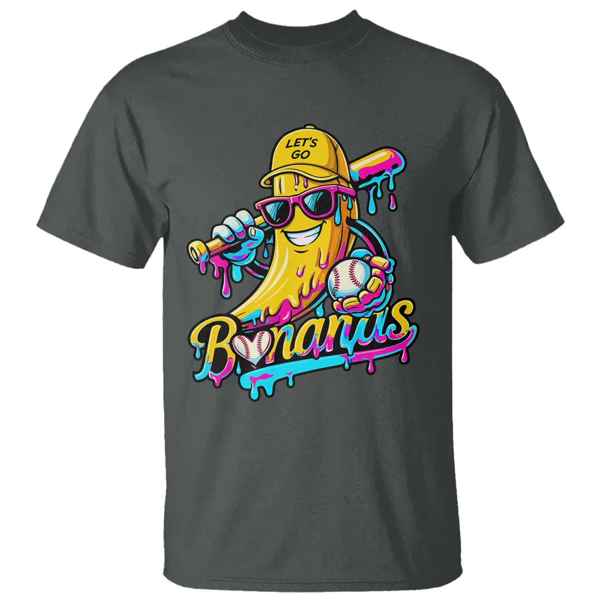 Funny Banana Baseball Drip T Shirt Lets Go Bananas Ice Cream Dripping Sport