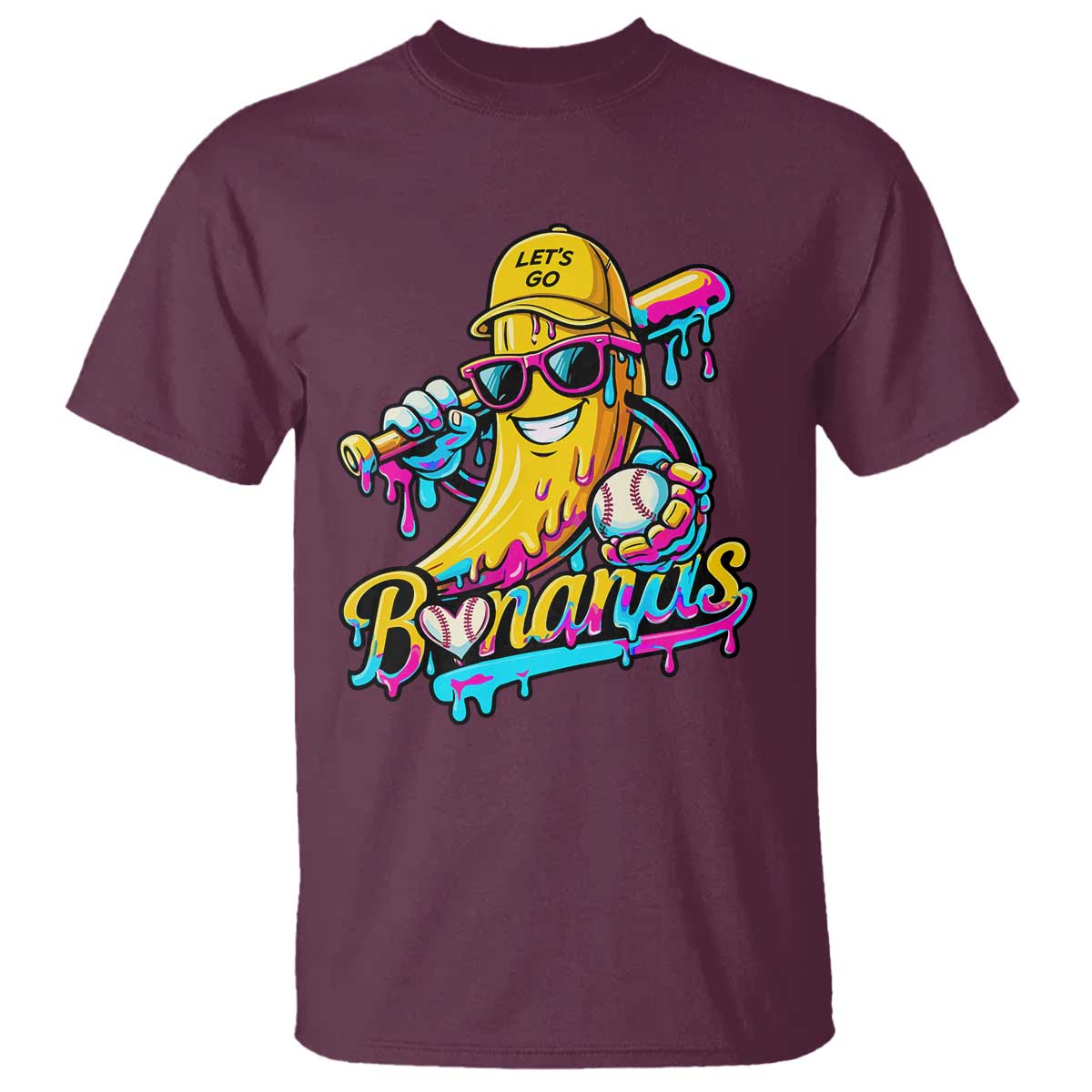 Funny Banana Baseball Drip T Shirt Lets Go Bananas Ice Cream Dripping Sport
