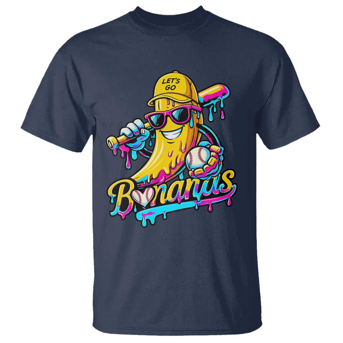 Funny Banana Baseball Drip T Shirt Lets Go Bananas Ice Cream Dripping Sport