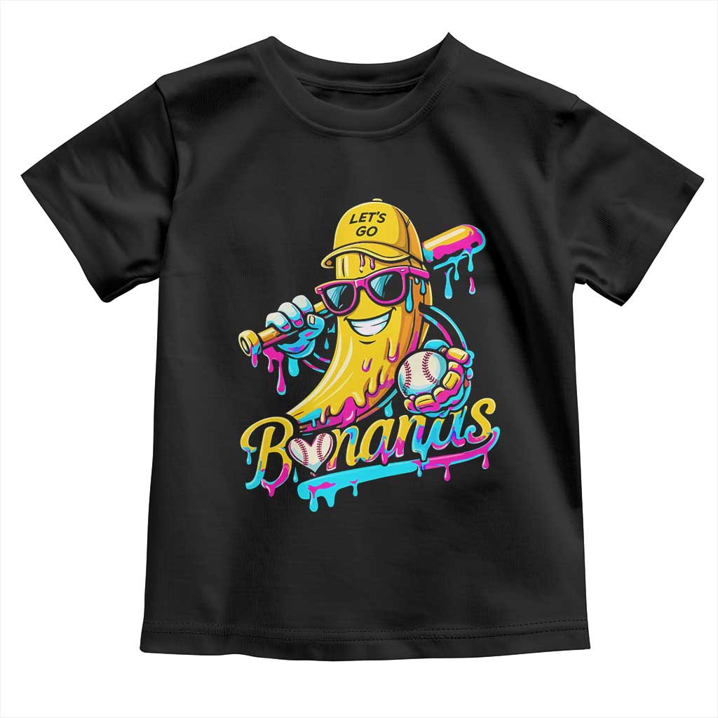 Funny Banana Baseball Drip Toddler T Shirt Lets Go Bananas Ice Cream Dripping Sport