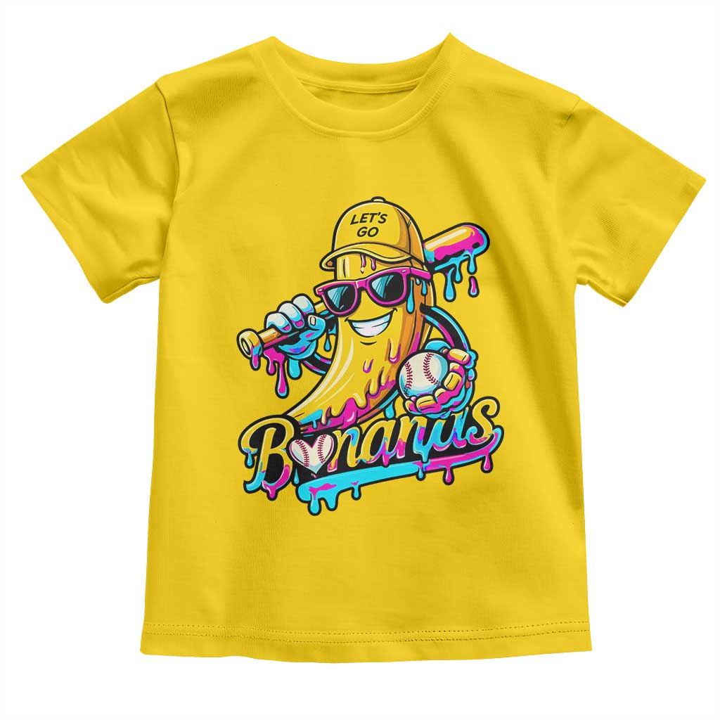 Funny Banana Baseball Drip Toddler T Shirt Lets Go Bananas Ice Cream Dripping Sport