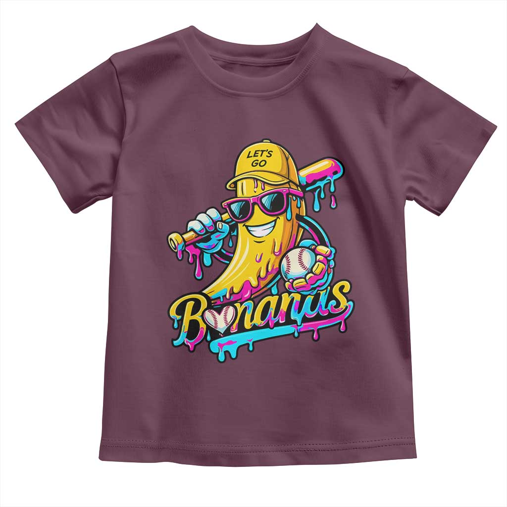 Funny Banana Baseball Drip Toddler T Shirt Lets Go Bananas Ice Cream Dripping Sport