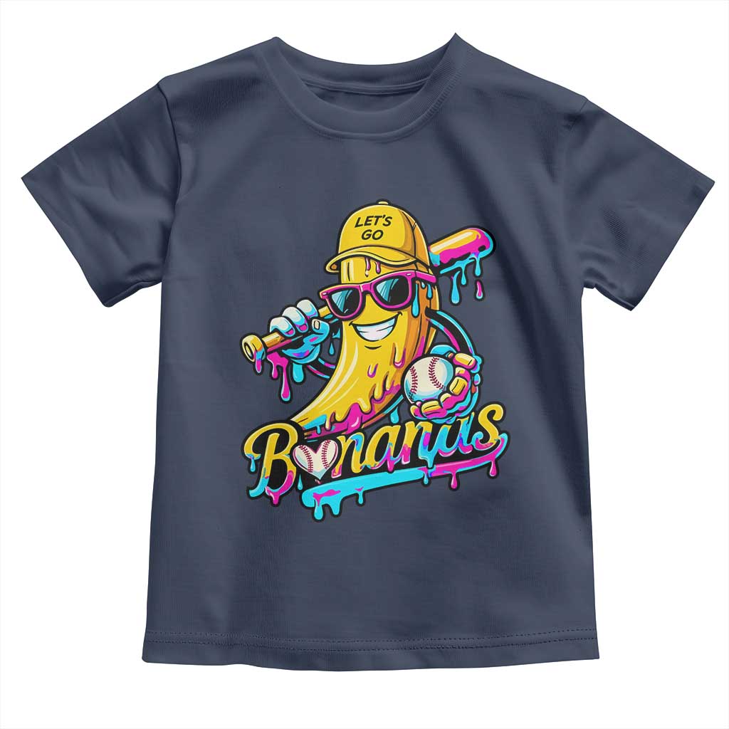 Funny Banana Baseball Drip Toddler T Shirt Lets Go Bananas Ice Cream Dripping Sport
