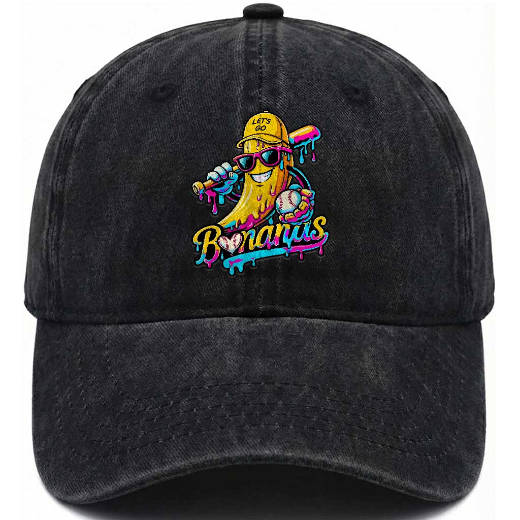Funny Banana Baseball Drip Washed Cotton Baseball Cap Lets Go Bananas Ice Cream Dripping Sport
