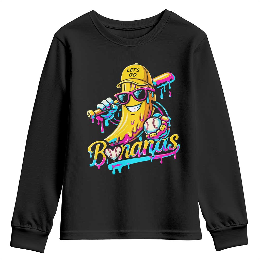 Funny Banana Baseball Drip Youth Sweatshirt Lets Go Bananas Ice Cream Dripping Sport