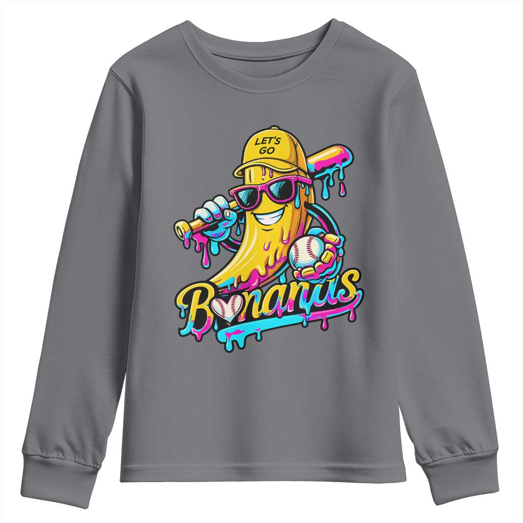 Funny Banana Baseball Drip Youth Sweatshirt Lets Go Bananas Ice Cream Dripping Sport