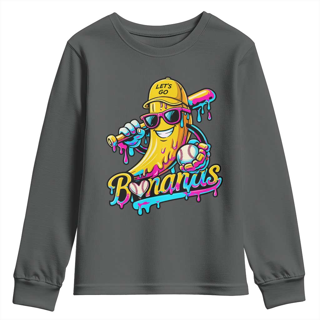 Funny Banana Baseball Drip Youth Sweatshirt Lets Go Bananas Ice Cream Dripping Sport