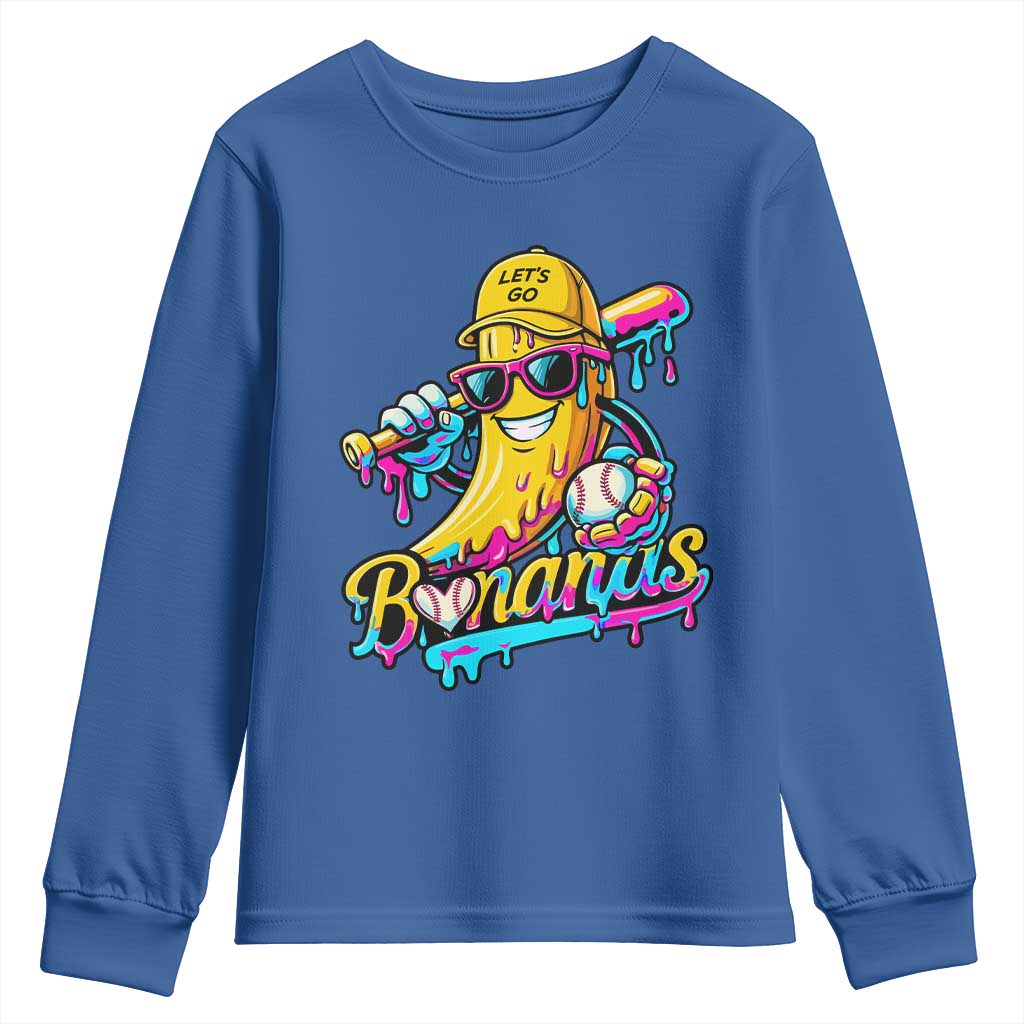Funny Banana Baseball Drip Youth Sweatshirt Lets Go Bananas Ice Cream Dripping Sport