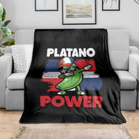 Platano Power Throw Blanket Funny Dominican Republic Flag Baseball