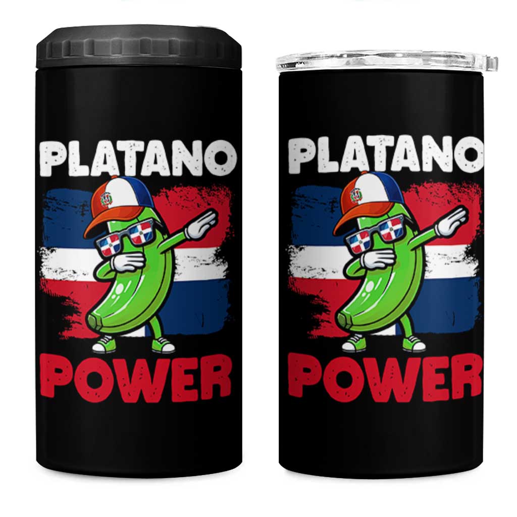 Platano Power 4 in 1 Can Cooler Tumbler Funny Dominican Republic Flag Baseball