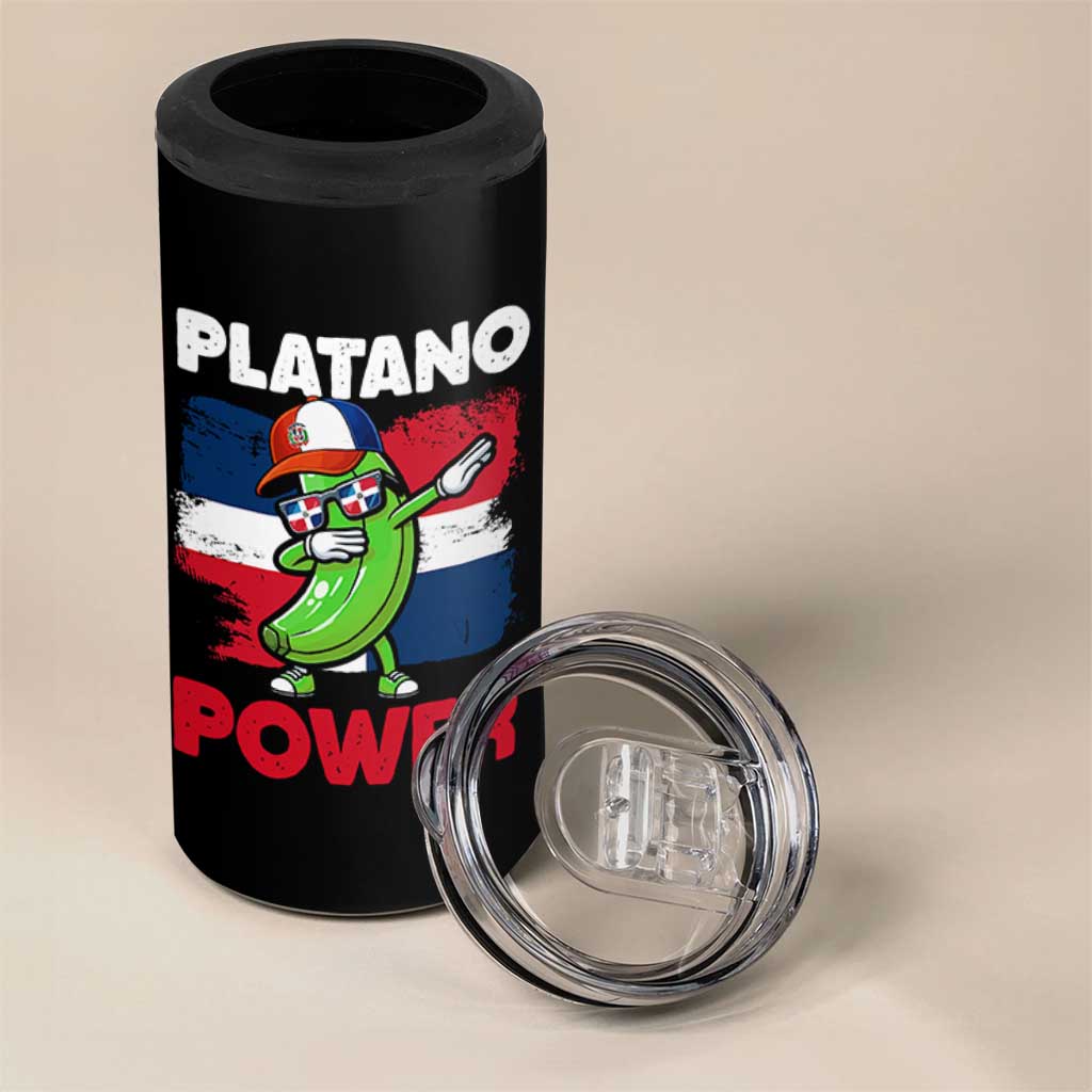 Platano Power 4 in 1 Can Cooler Tumbler Funny Dominican Republic Flag Baseball