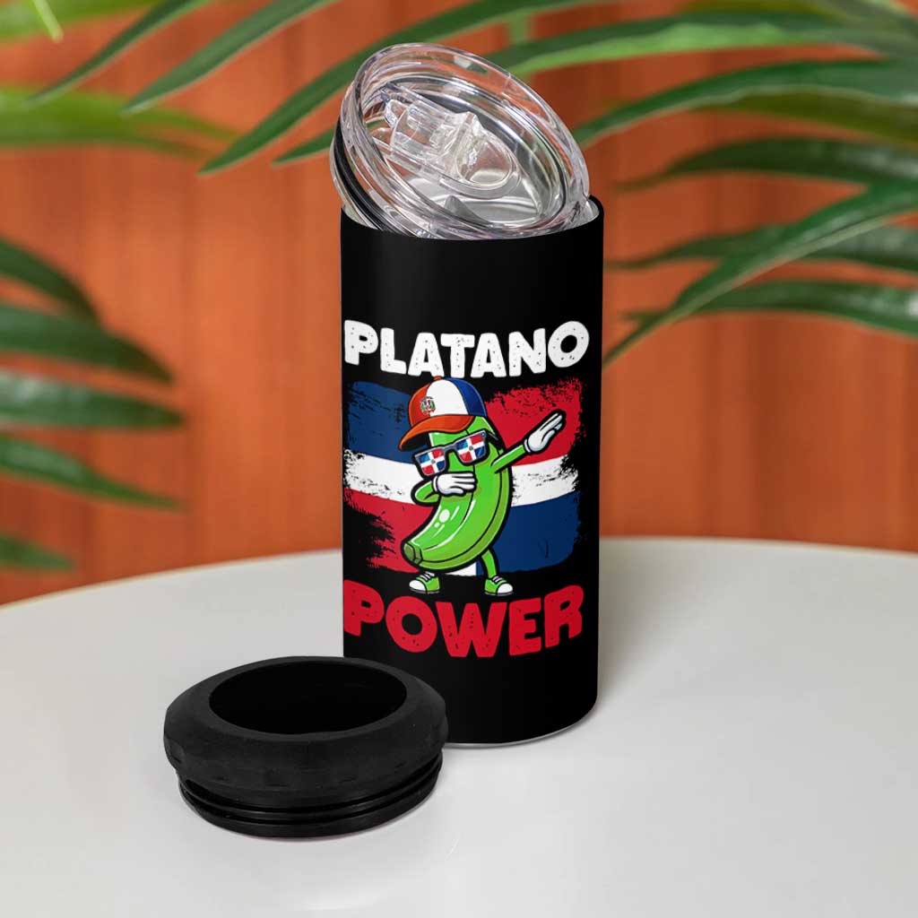 Platano Power 4 in 1 Can Cooler Tumbler Funny Dominican Republic Flag Baseball