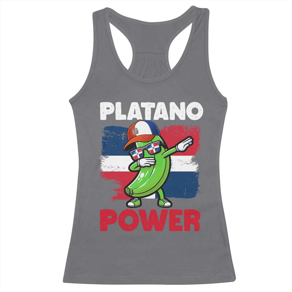 Platano Power Racerback Tank Top Funny Dominican Republic Flag Baseball
