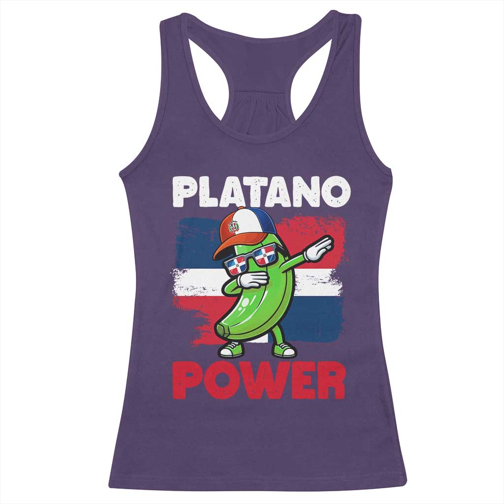 Platano Power Racerback Tank Top Funny Dominican Republic Flag Baseball