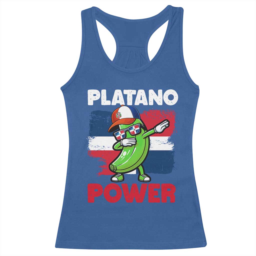 Platano Power Racerback Tank Top Funny Dominican Republic Flag Baseball