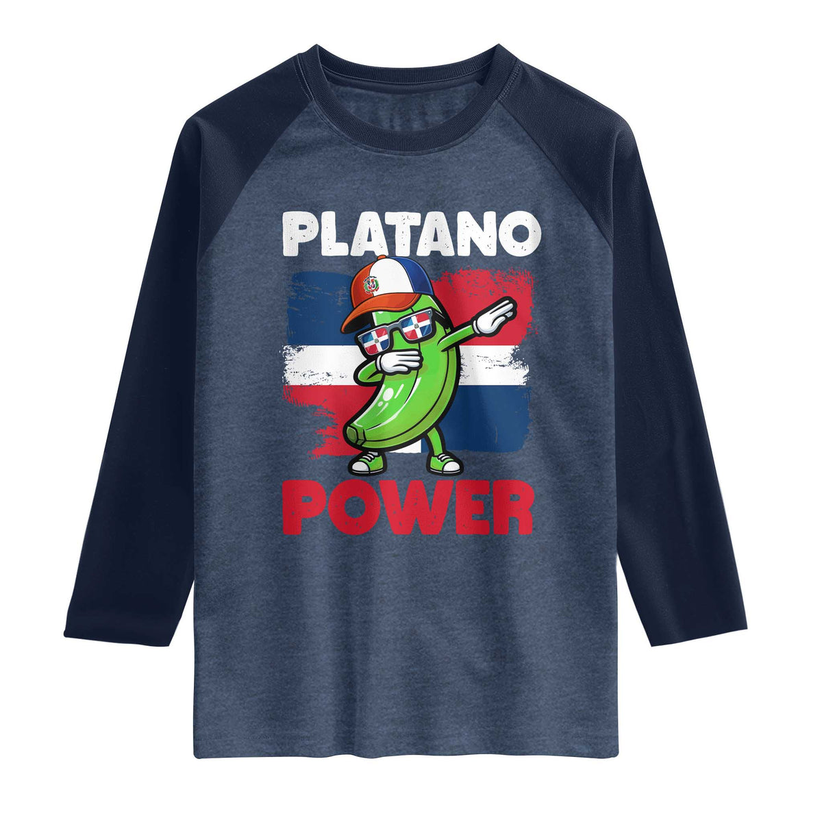 Platano Power Raglan Shirt Funny Dominican Republic Flag Baseball