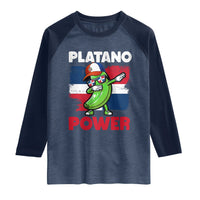 Platano Power Raglan Shirt Funny Dominican Republic Flag Baseball