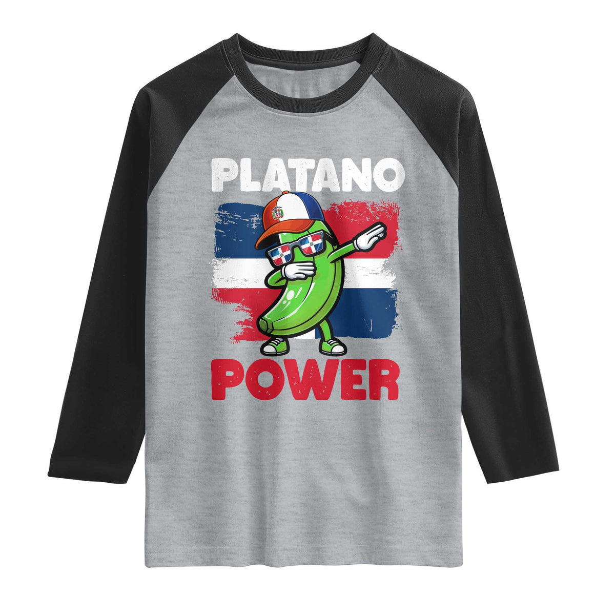 Platano Power Raglan Shirt Funny Dominican Republic Flag Baseball