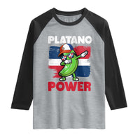 Platano Power Raglan Shirt Funny Dominican Republic Flag Baseball