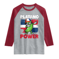 Platano Power Raglan Shirt Funny Dominican Republic Flag Baseball