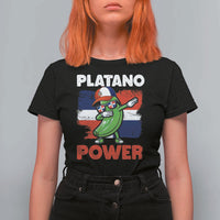 Platano Power T Shirt For Women Funny Dominican Republic Flag Baseball