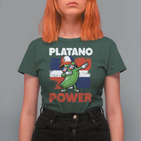 Platano Power T Shirt For Women Funny Dominican Republic Flag Baseball
