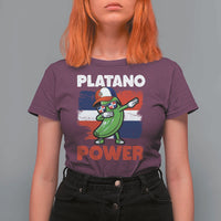 Platano Power T Shirt For Women Funny Dominican Republic Flag Baseball