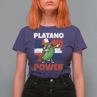 Platano Power T Shirt For Women Funny Dominican Republic Flag Baseball