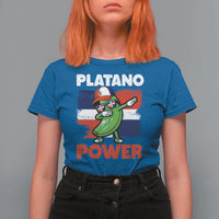 Platano Power T Shirt For Women Funny Dominican Republic Flag Baseball