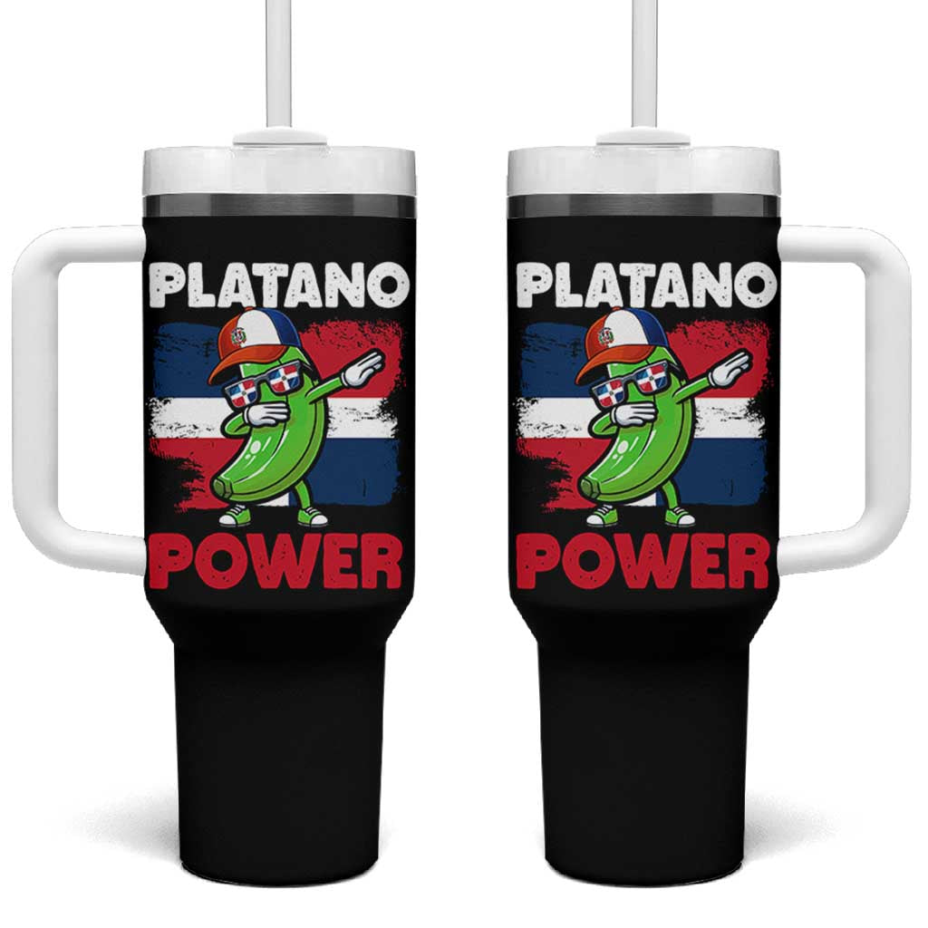 Platano Power Tumbler With Handle Funny Dominican Republic Flag Baseball