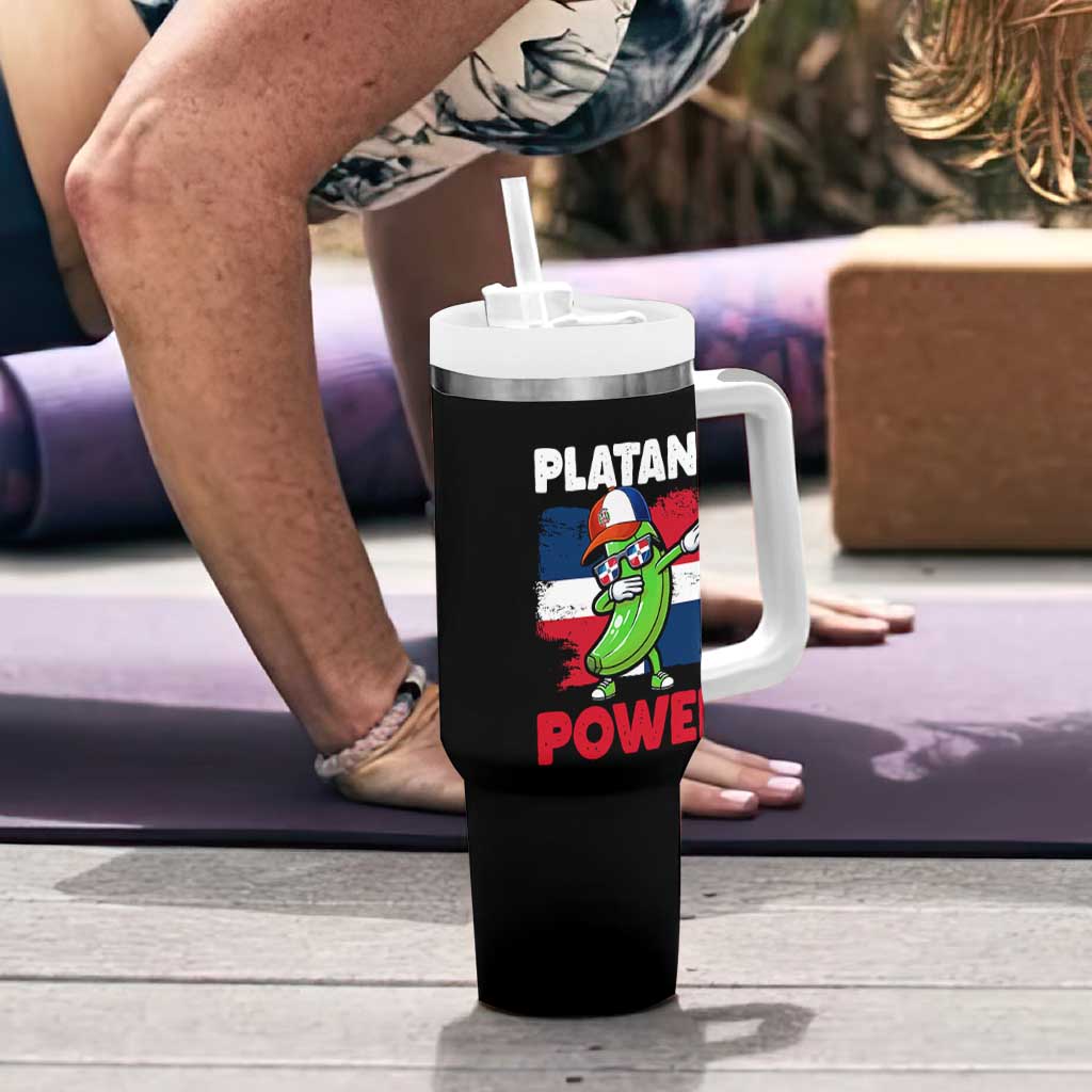 Platano Power Tumbler With Handle Funny Dominican Republic Flag Baseball