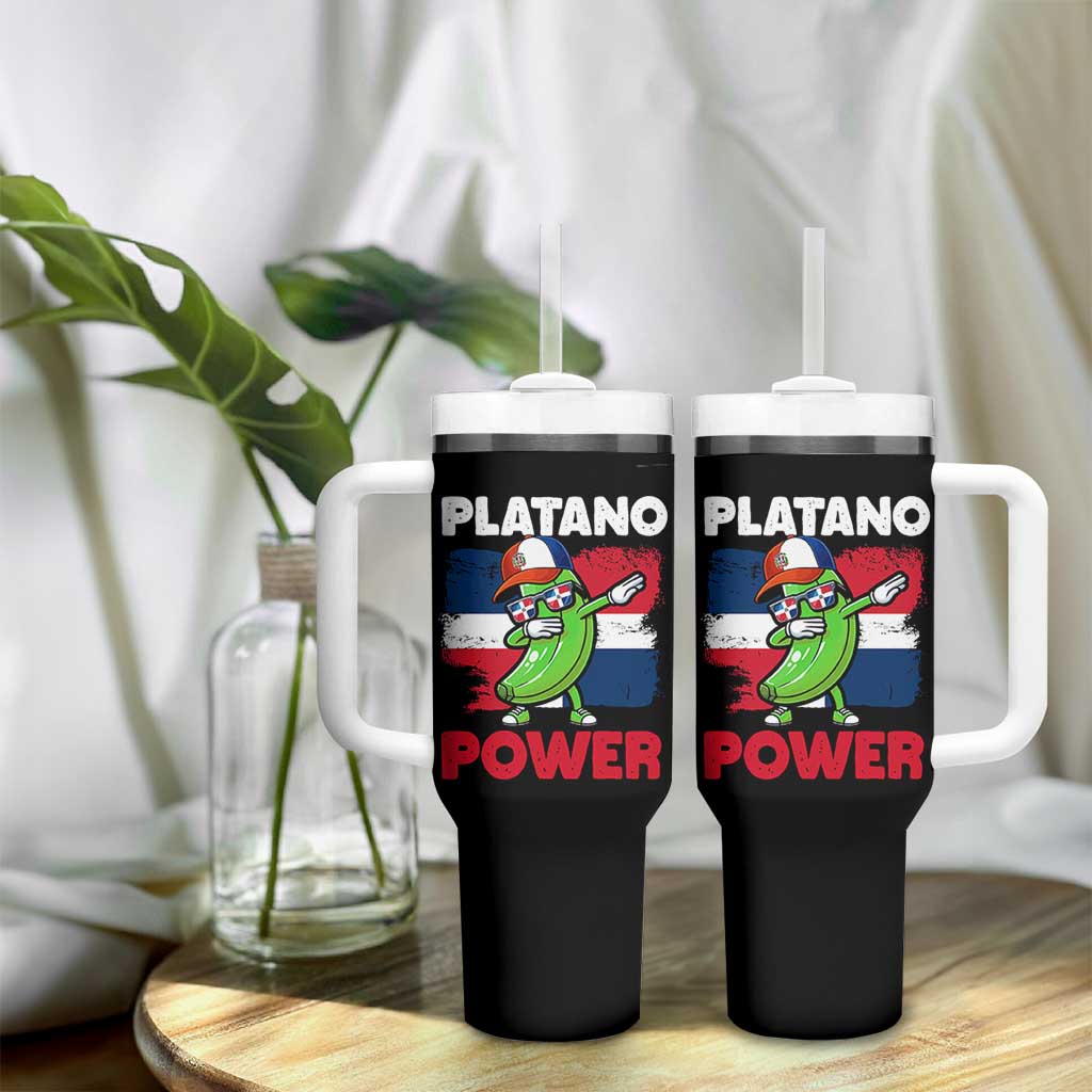 Platano Power Tumbler With Handle Funny Dominican Republic Flag Baseball